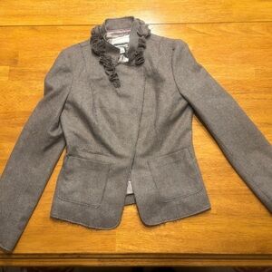 Banana Republic Gray Ruffle Collar Jacket